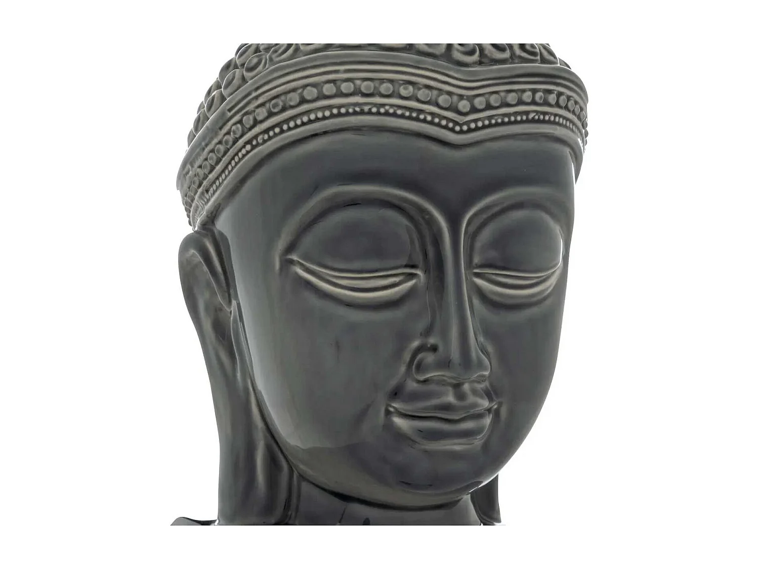 Tête Bouddha Déco en Céramique "Yola" 22cm Gris
