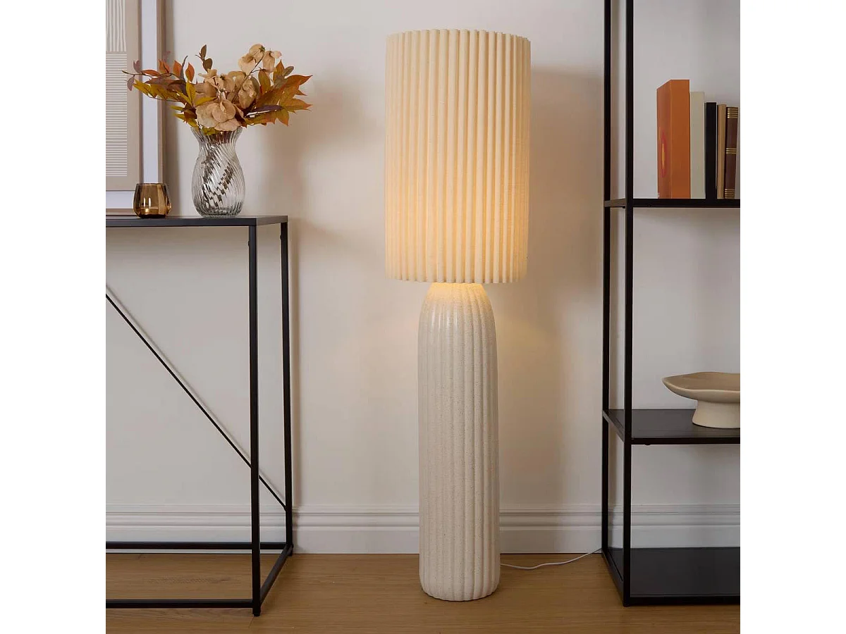 Lampe Moucheté en Céramique "Kenan" 122cm Beige