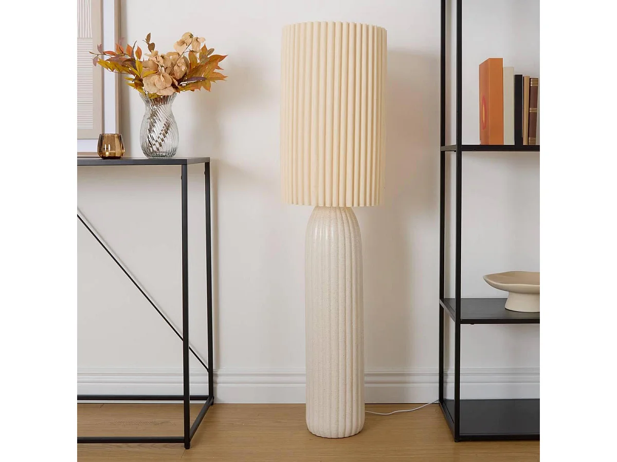 Lampe Moucheté en Céramique "Kenan" 122cm Beige