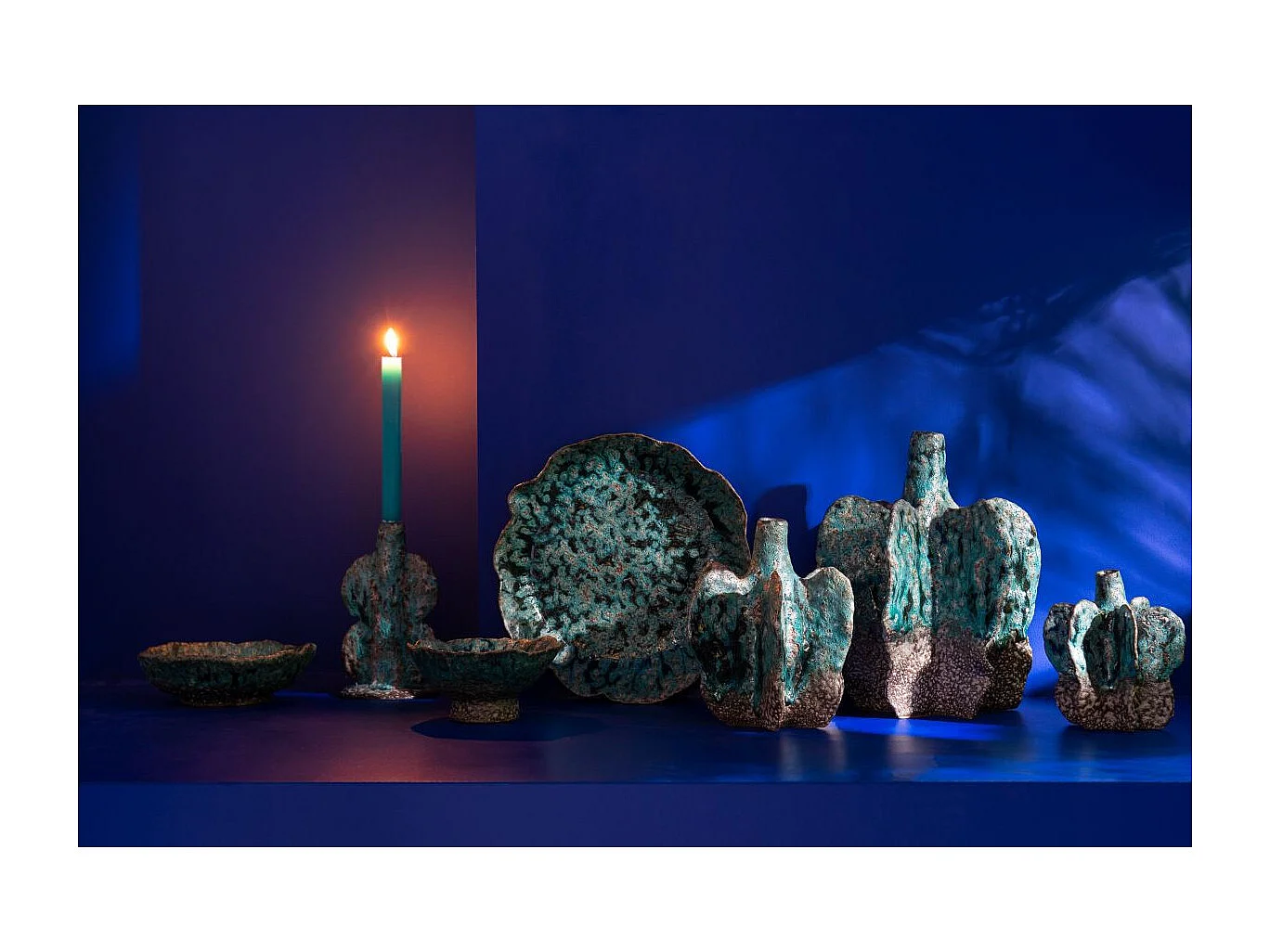 Coupelle Déco en Céramique "Naga" 20cm Bleu Azur
