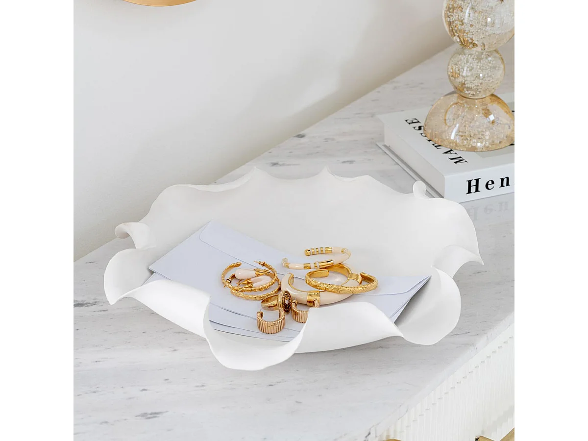 Coupelle Déco en Céramique "Helix" 37cm Blanc