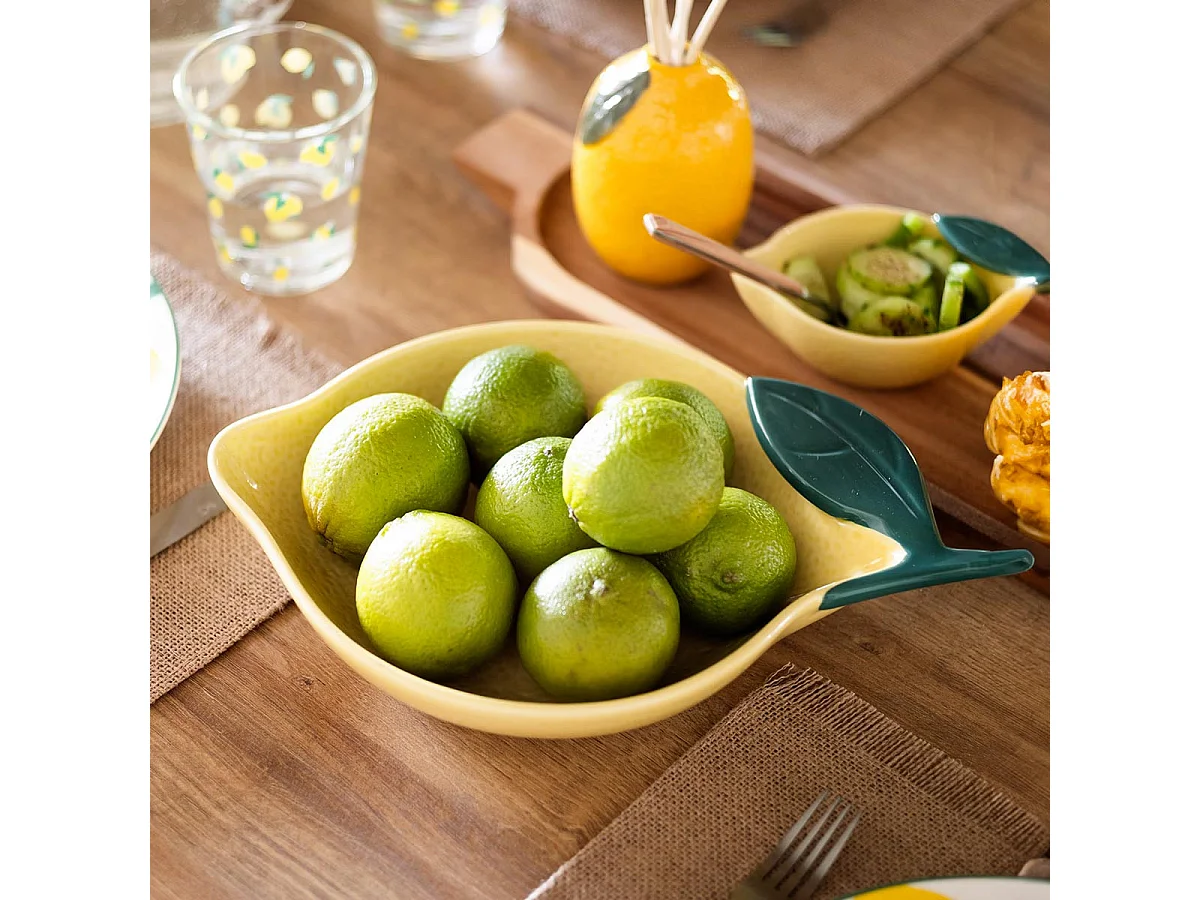 Plat de Présentation en Céramique "Citrons" 31cm Jaune