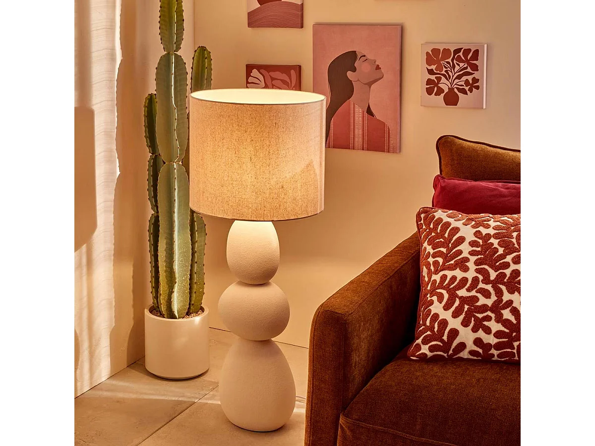 Lampadaire Design en Céramique "Alitha" 100cm Beige