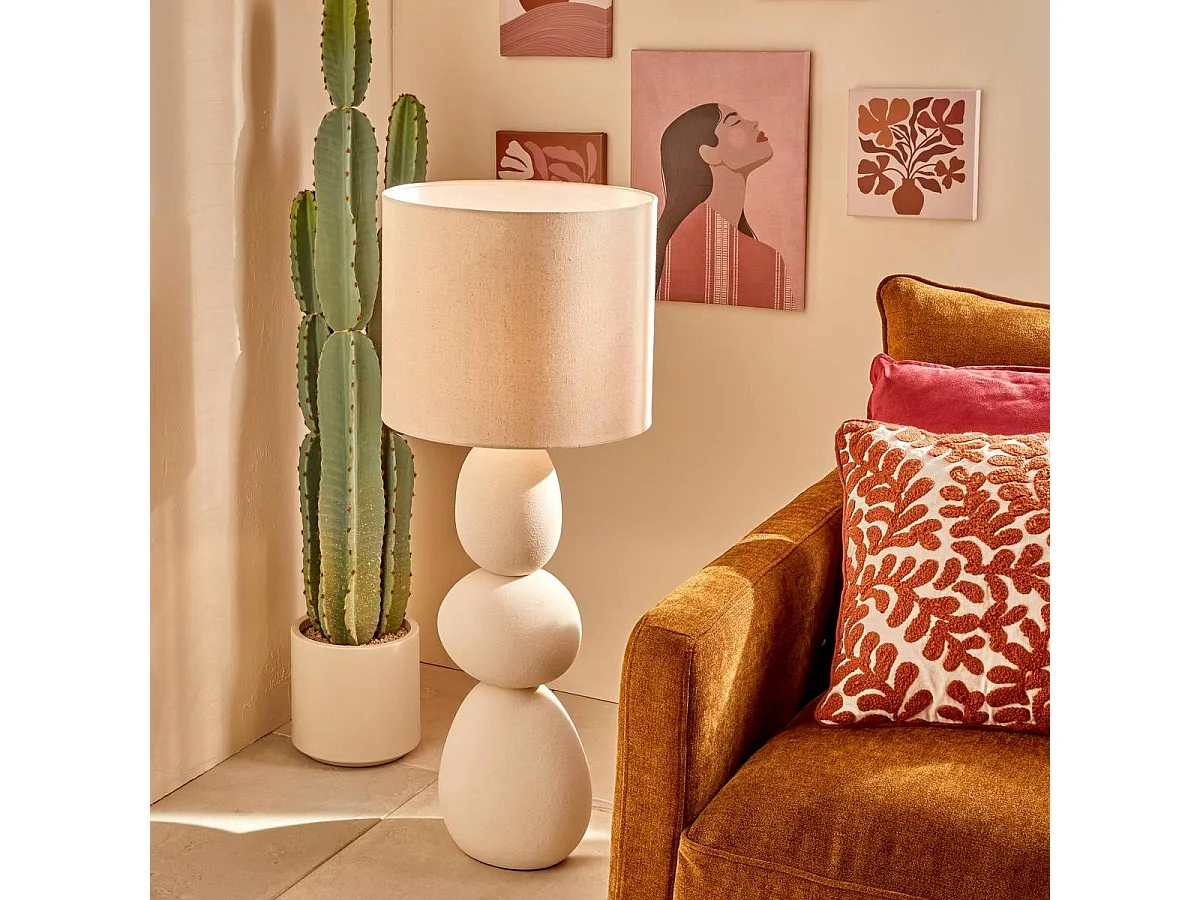 Lampadaire Design en Céramique "Alitha" 100cm Beige