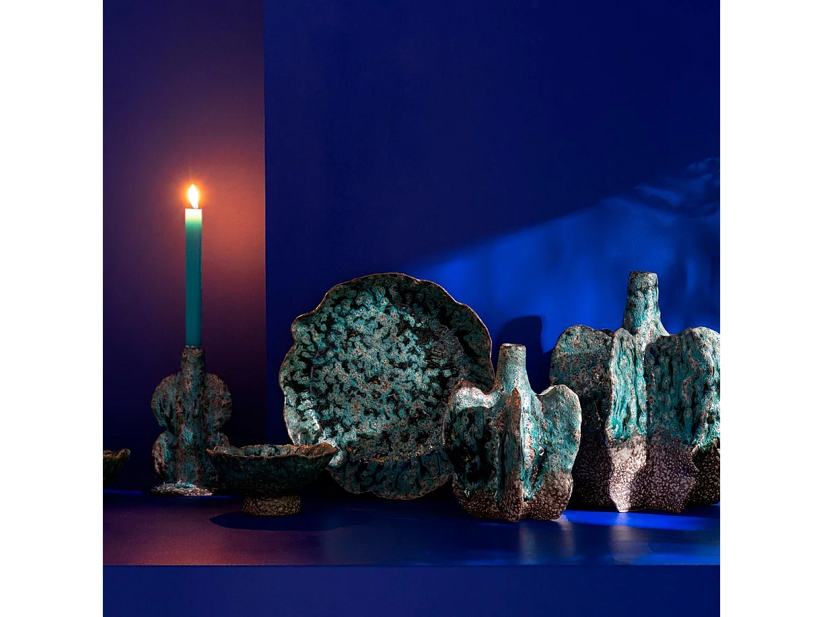 Coupelle Déco en Céramique "Naga" 30cm Bleu Azur