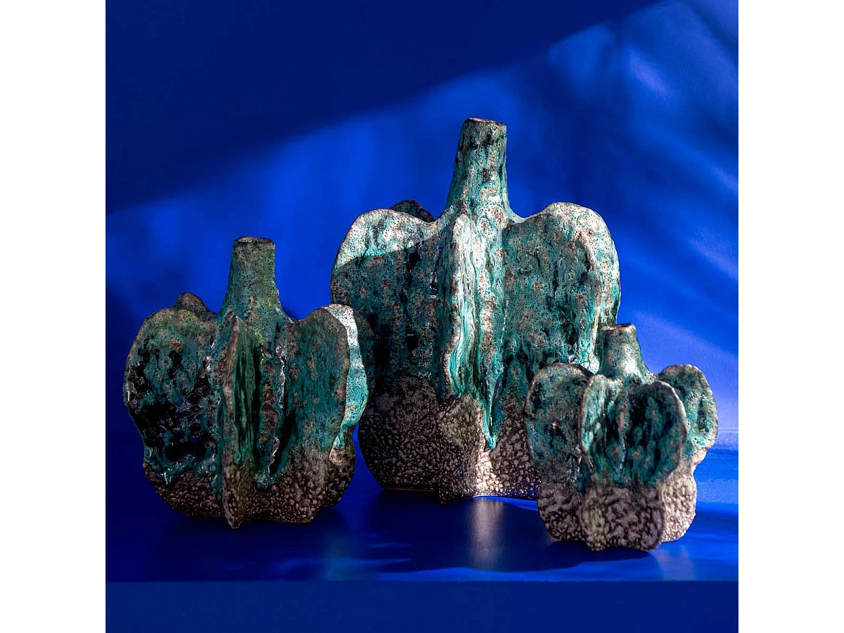 Vase Déco en Céramique "Naga" 15cm Bleu Azur