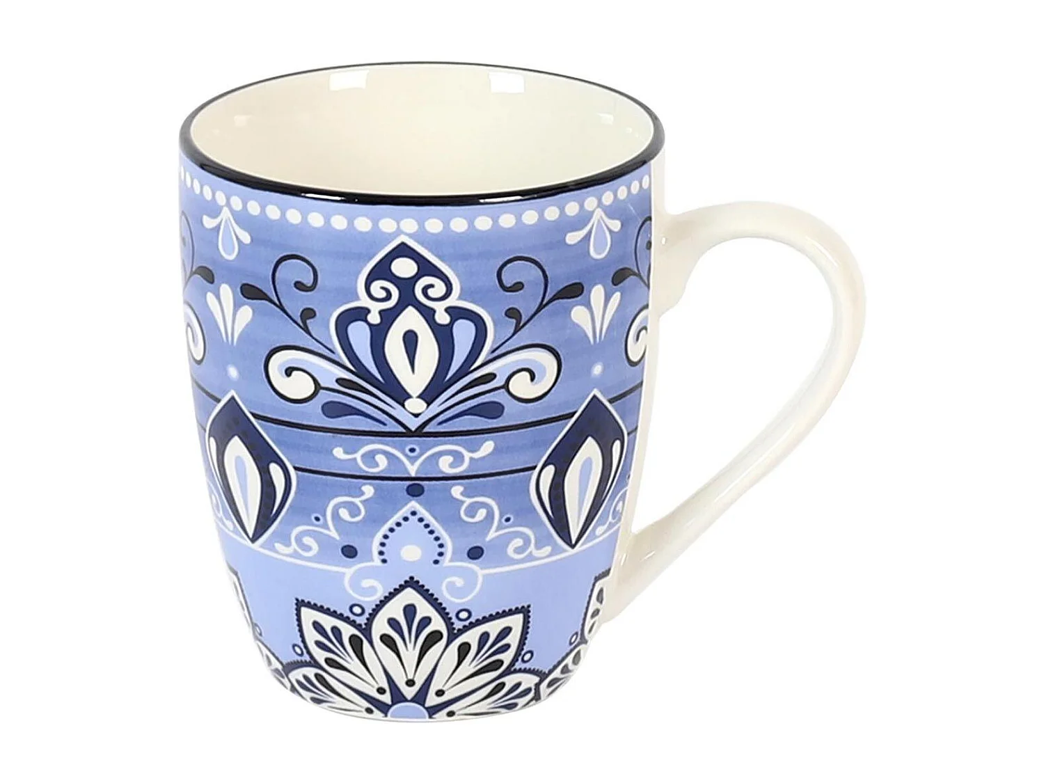 Lot de 6 Mugs en Porcelaine "Jaipur" 30cl Bleu