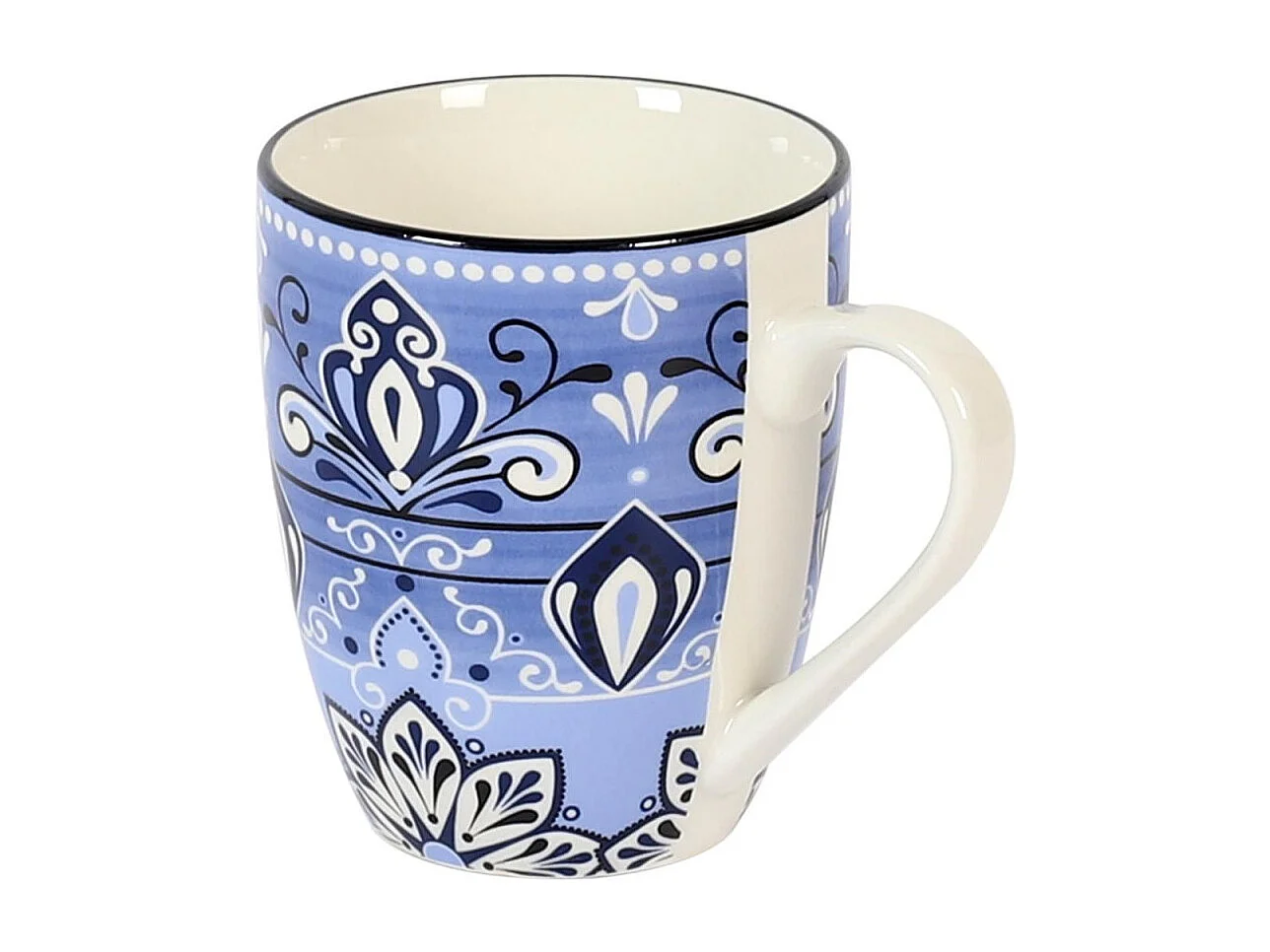 Lot de 6 Mugs en Porcelaine "Jaipur" 30cl Bleu