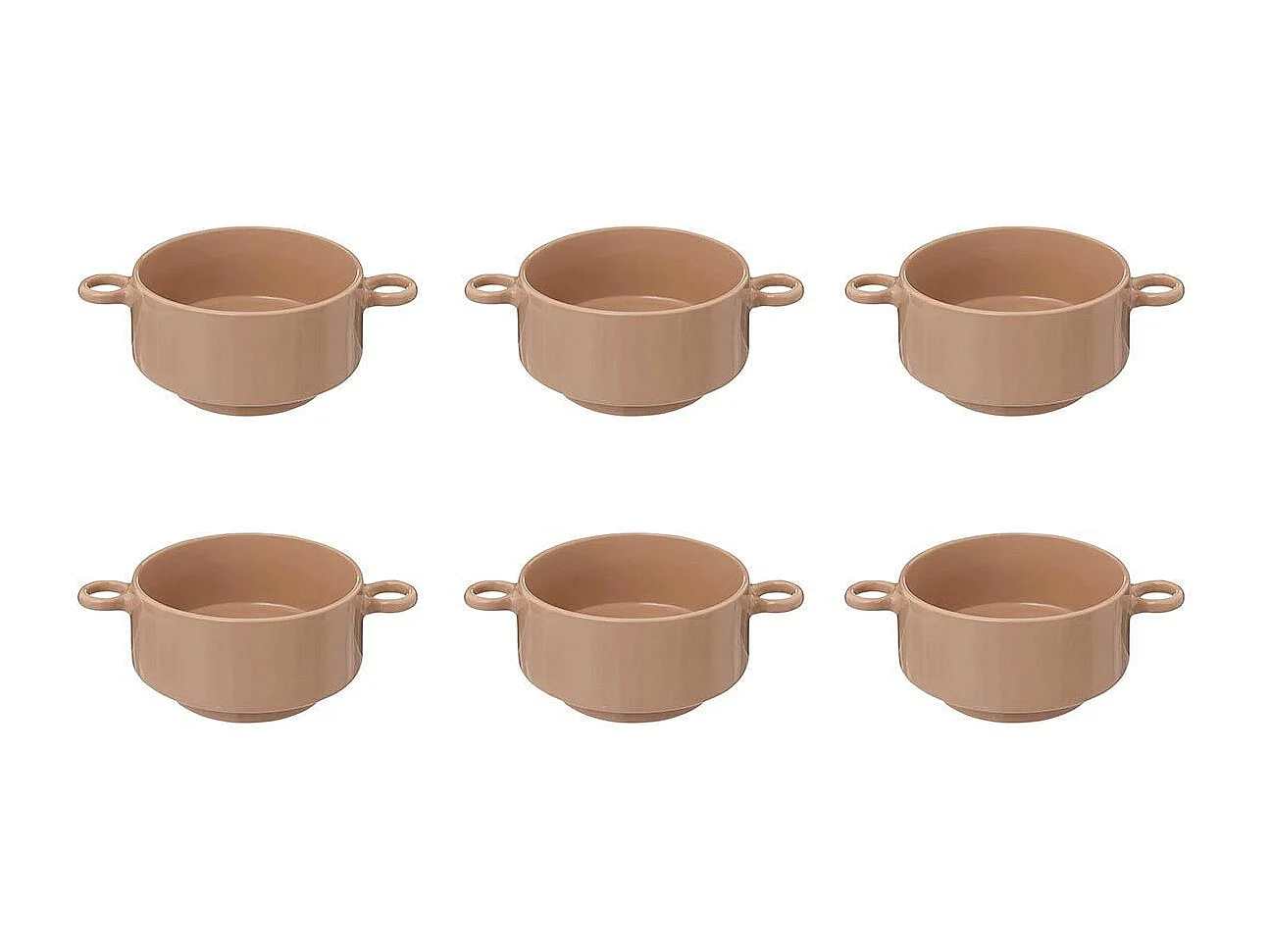Lot de 6 Bols en Céramique "Anne" 51cl Nude