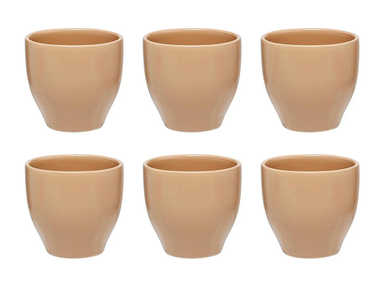 Lot de 6 Tasses à Café en Céramique "Maé" 11cl Beige