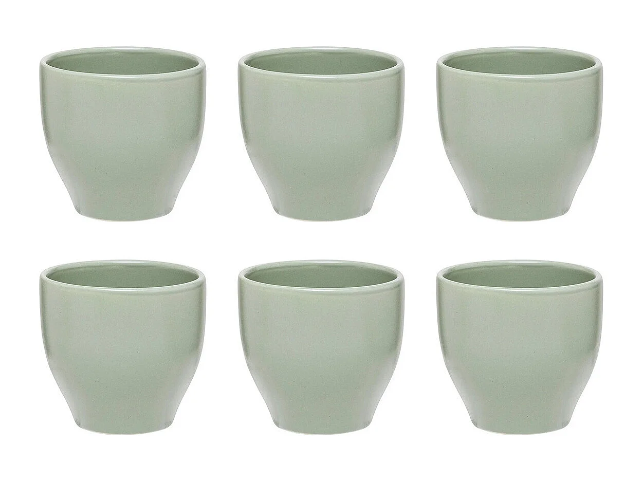 Lot de 6 Tasses à Café en Céramique "Maé" 11cl Vert Olive