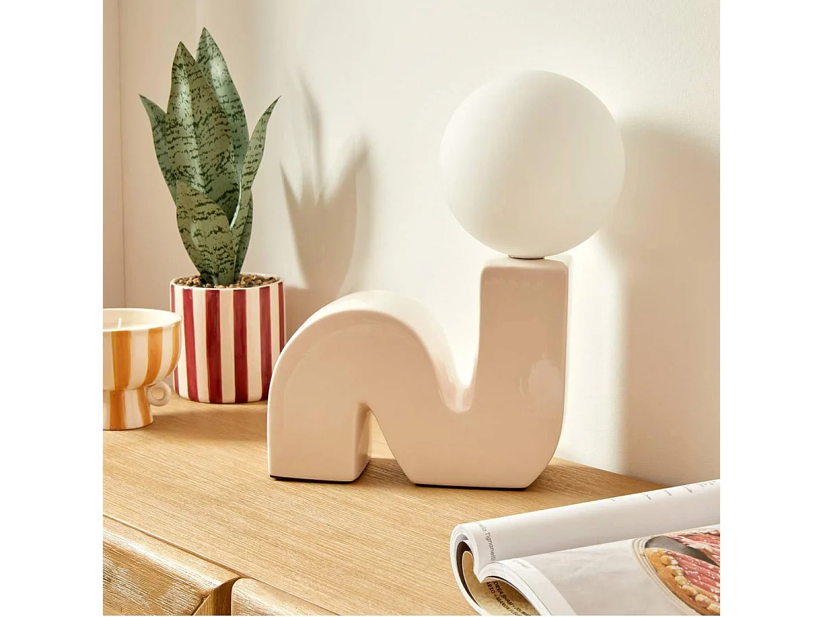 Lampe à Poser en Céramique "Sibil" 33cm Beige