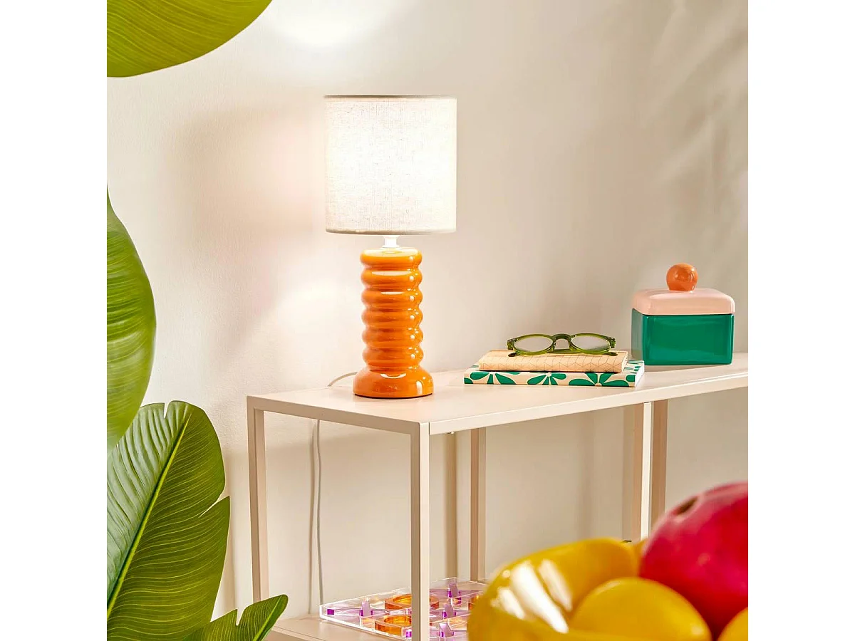 Lampe à Poser en Céramique "Vinas" 33cm Orange