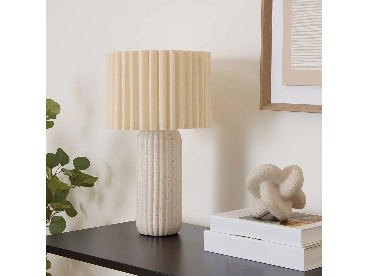 Lampe Moucheté en Céramique "Kenan" 43cm Beige