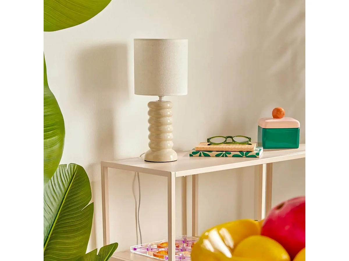 Lampe à Poser en Céramique "Vinas" 33cm Crème