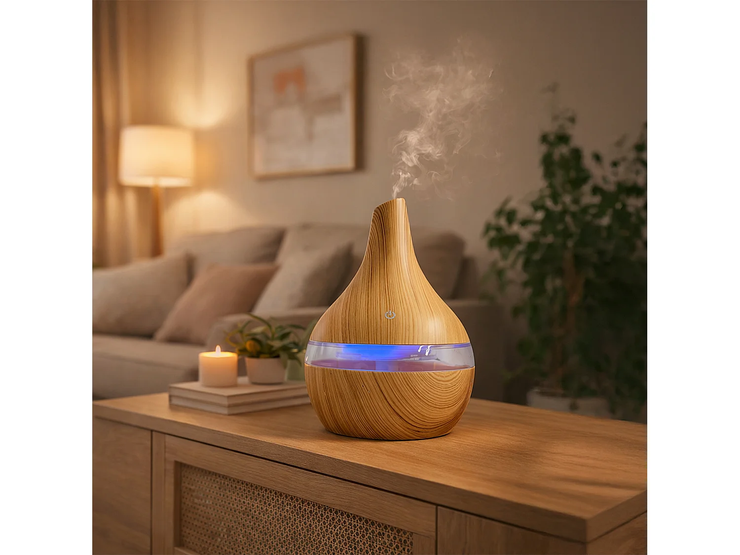 Diffuseur - HOME DECO FACTORY - Huiles Essentielles - LED - Marron
