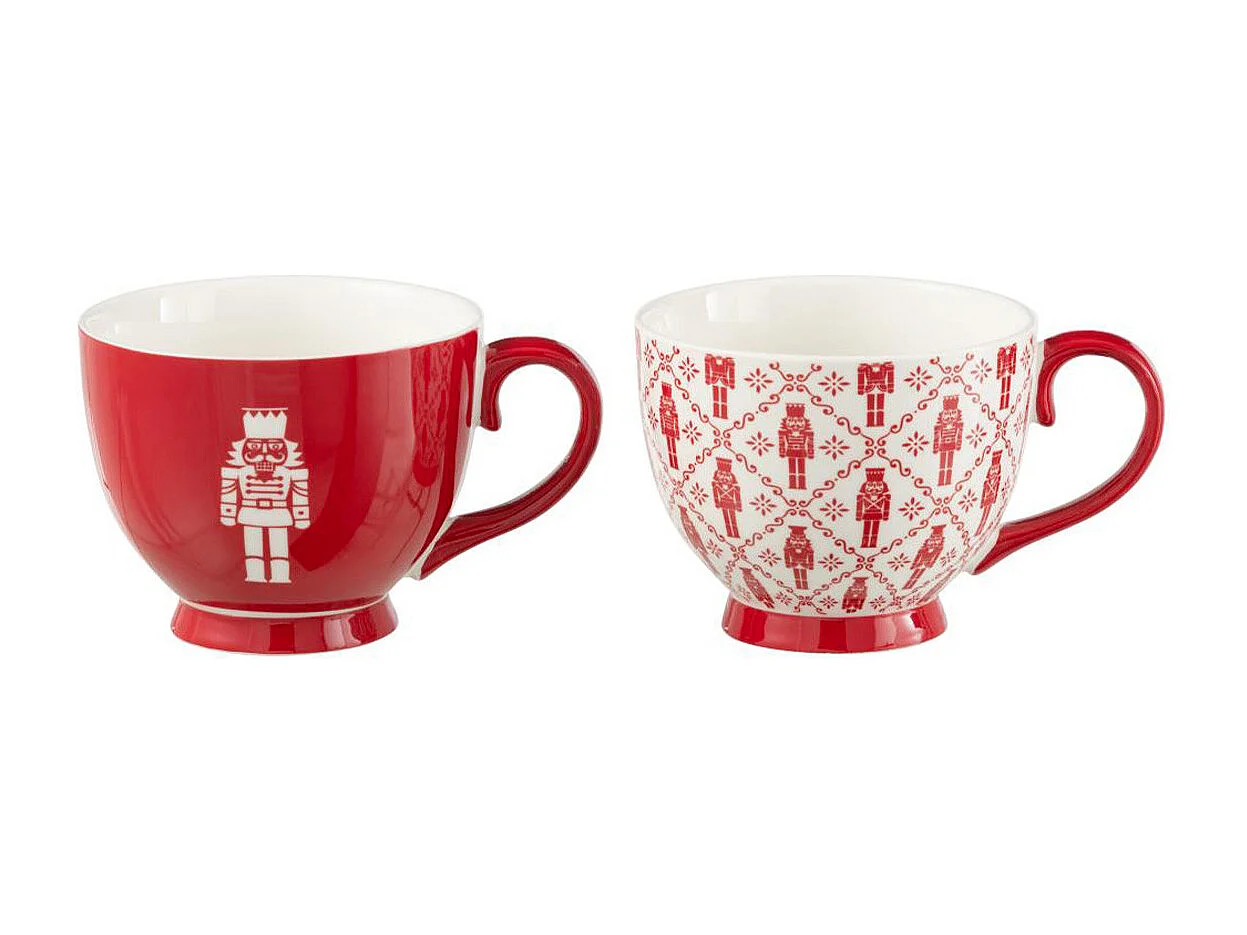 Lot de 2 Mugs en Céramique "Casse-Noisette" 45cl Rouge