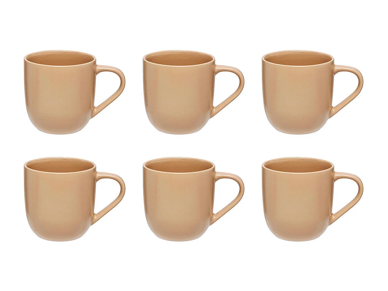 Lot de 6 Mugs en Céramique "Maé" 24cl Beige