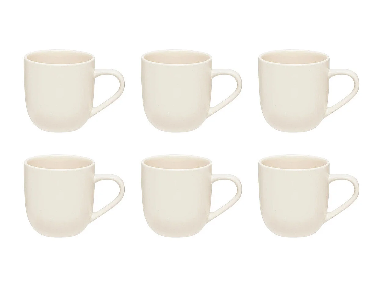 Lot de 6 Mugs en Céramique "Maé" 24cl Blanc