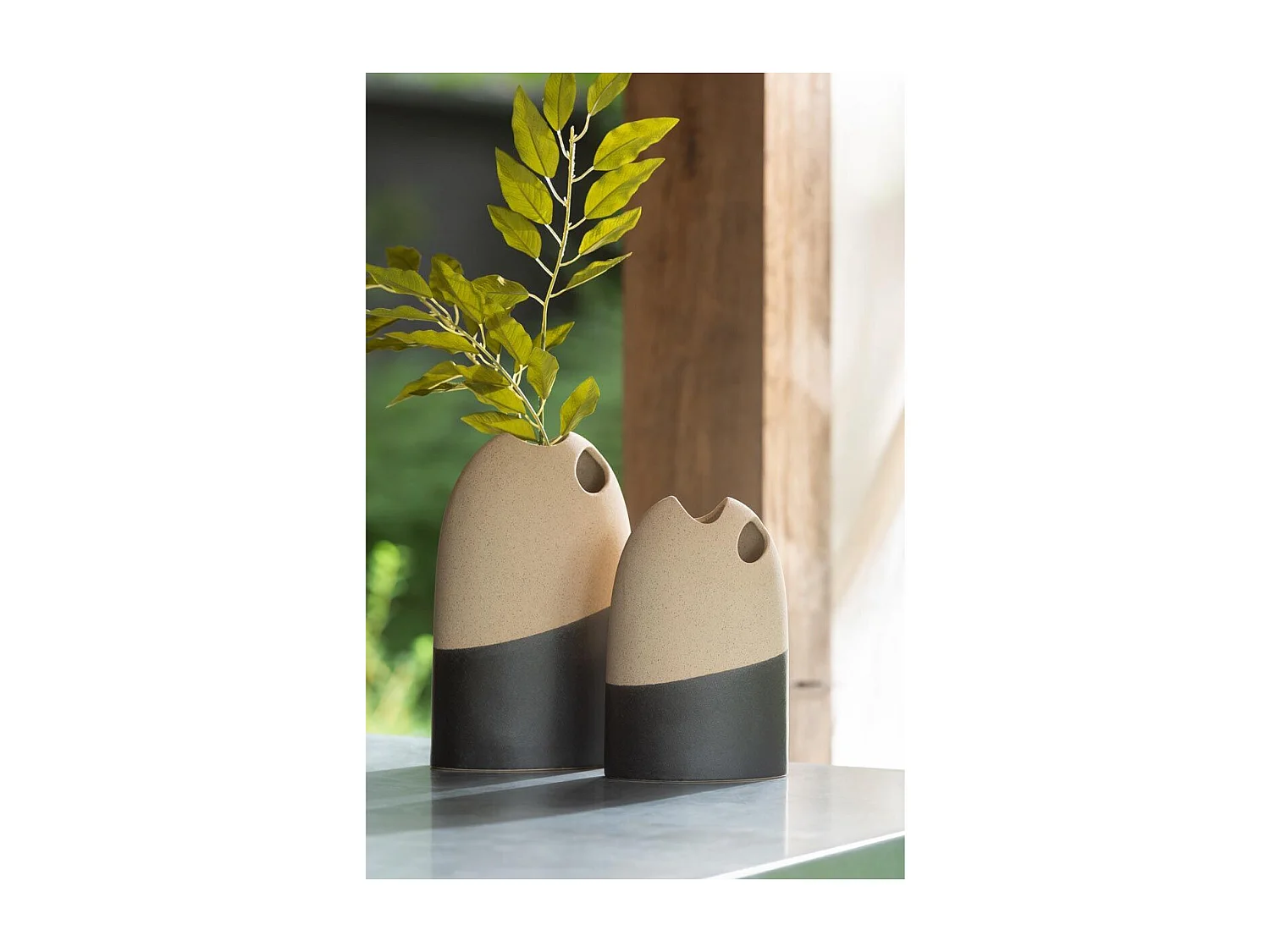 Vase Haut en Céramique "Black Lombok" 25cm Noir