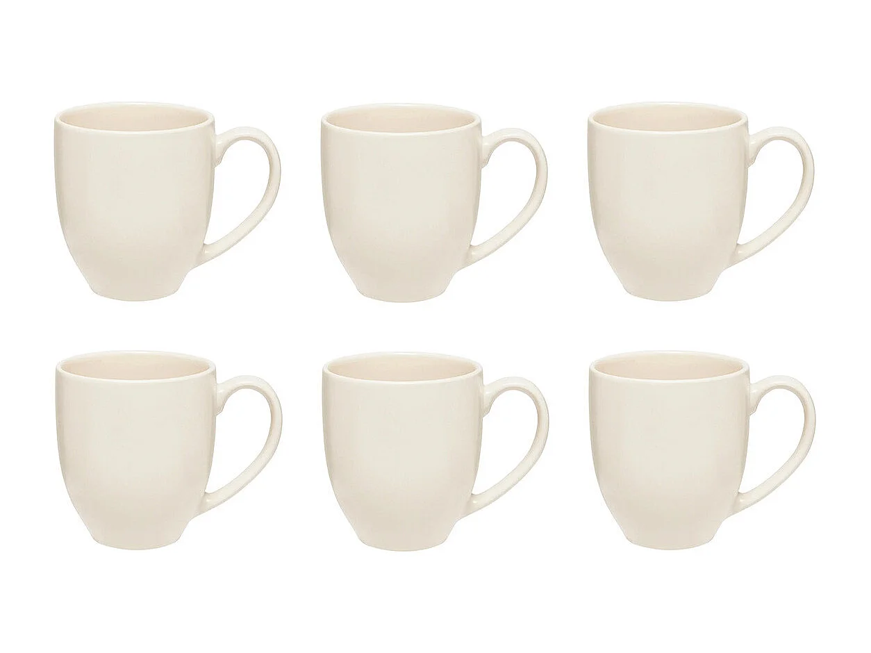 Lot de 6 Mugs en Céramique "Maé" 48cl Blanc