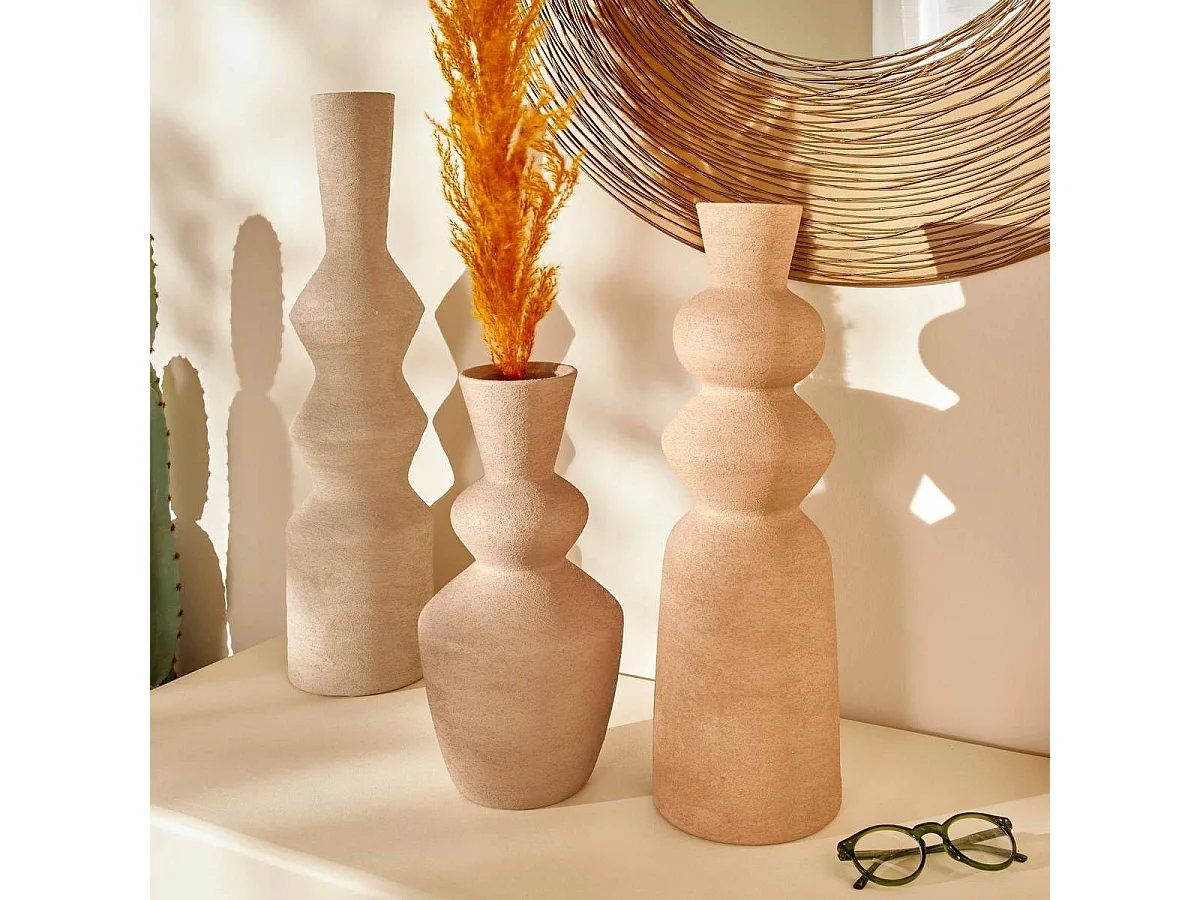 Vase Design en Céramique "Ezia" 34cm Marron