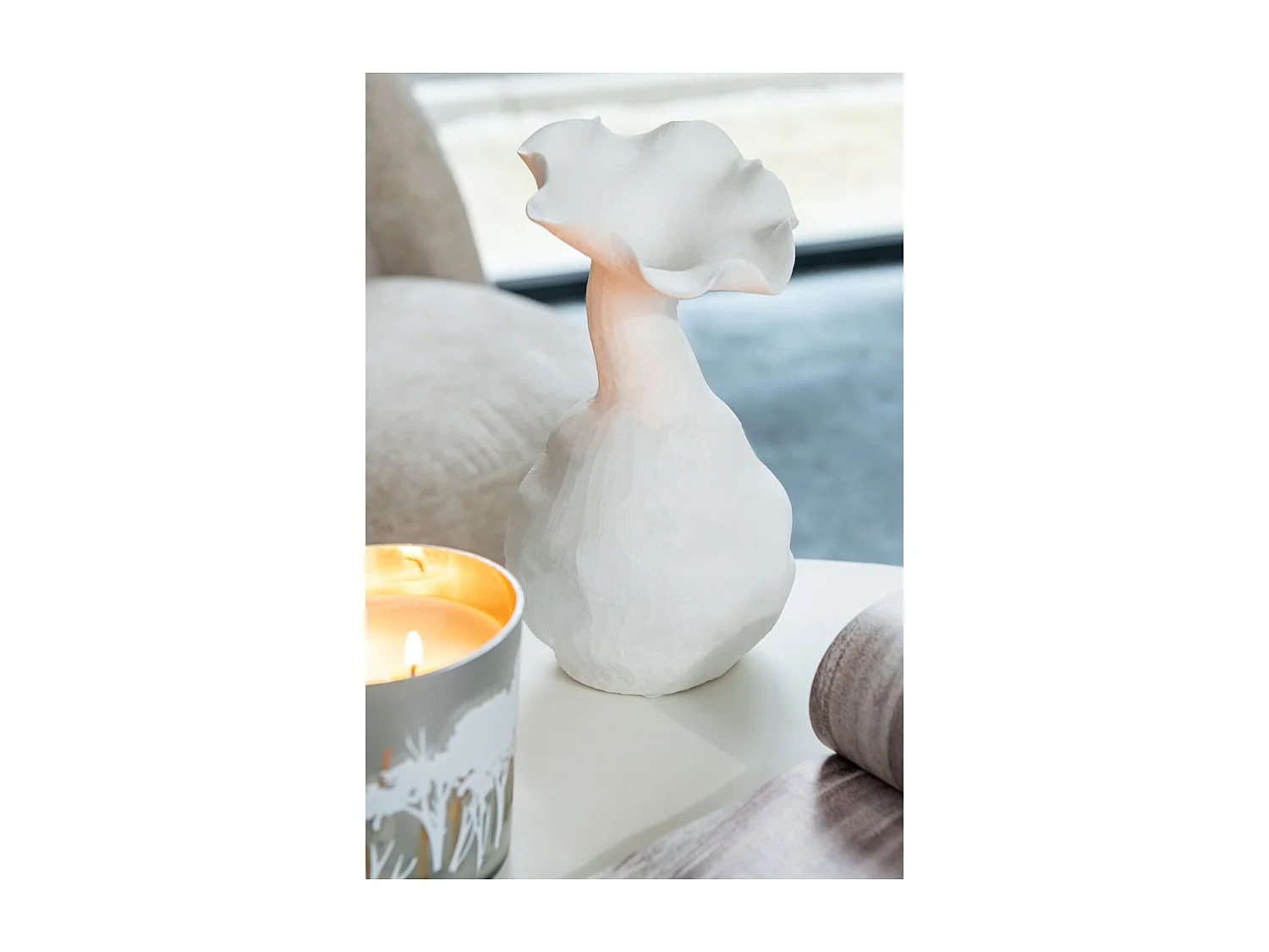Vase Déco en Céramique "Helix" 38cm Blanc