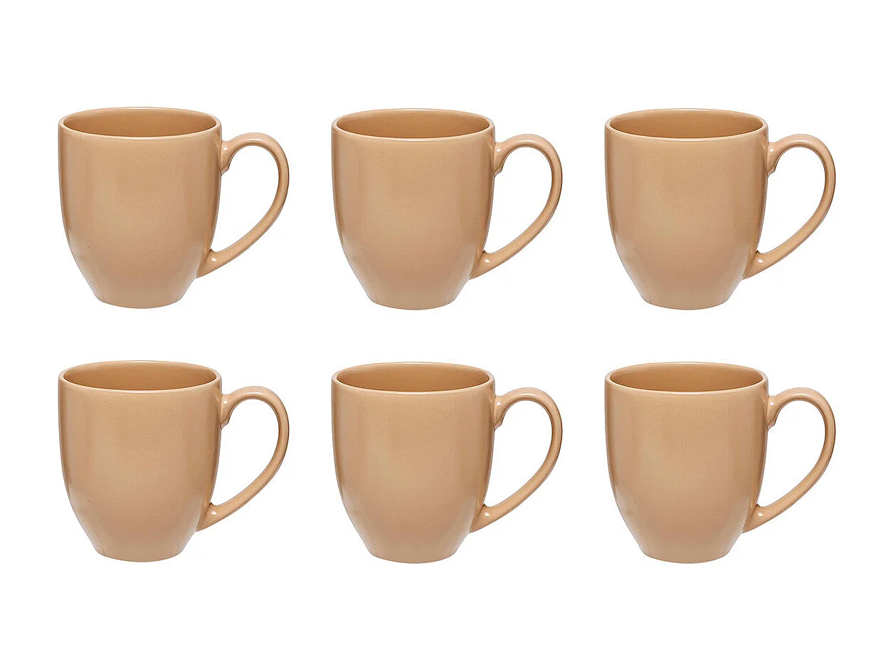 Lot de 6 Mugs en Céramique "Maé" 48cl Beige