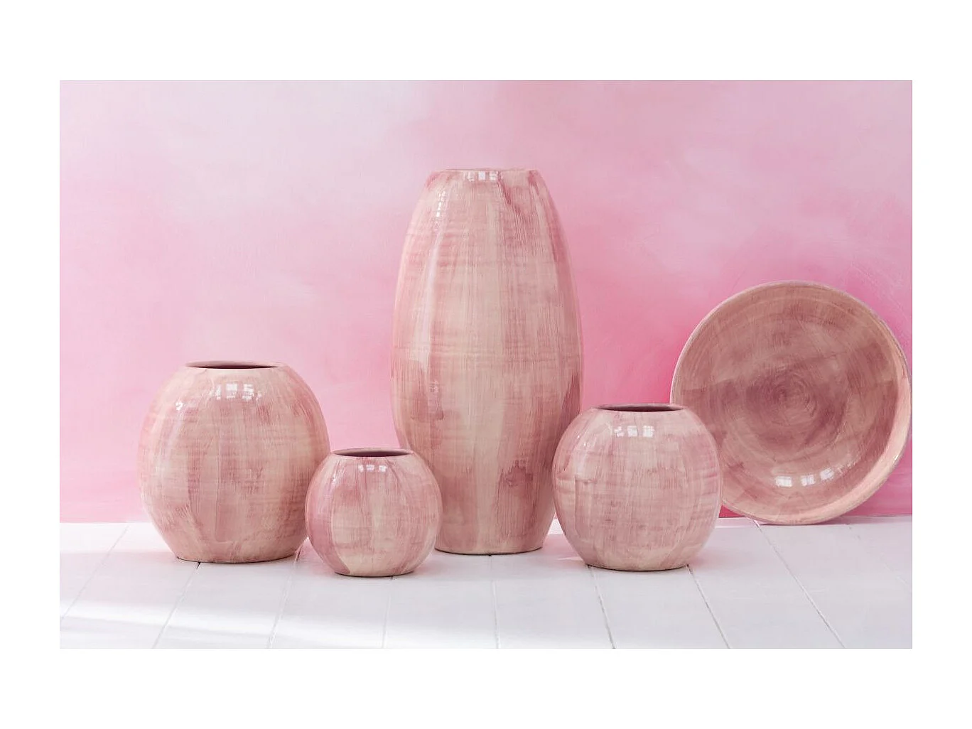 Vase Déco en Céramique "Pinky Perfect" 55cm Rose