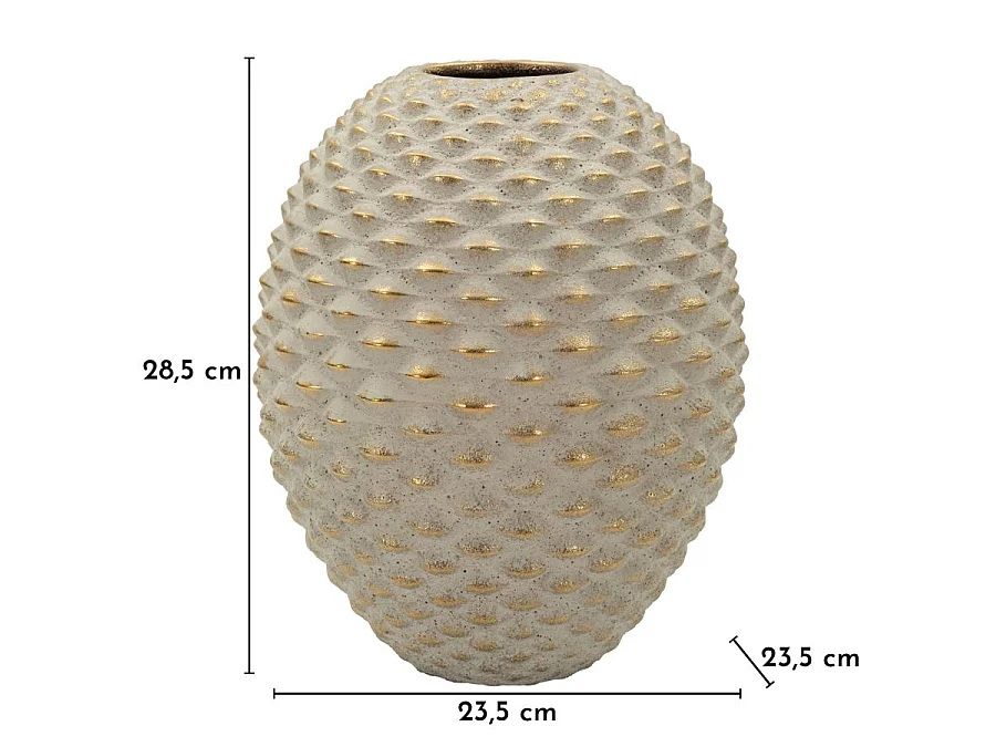 Vase Design en Céramique "Pepipas" 28cm Gris & Or
