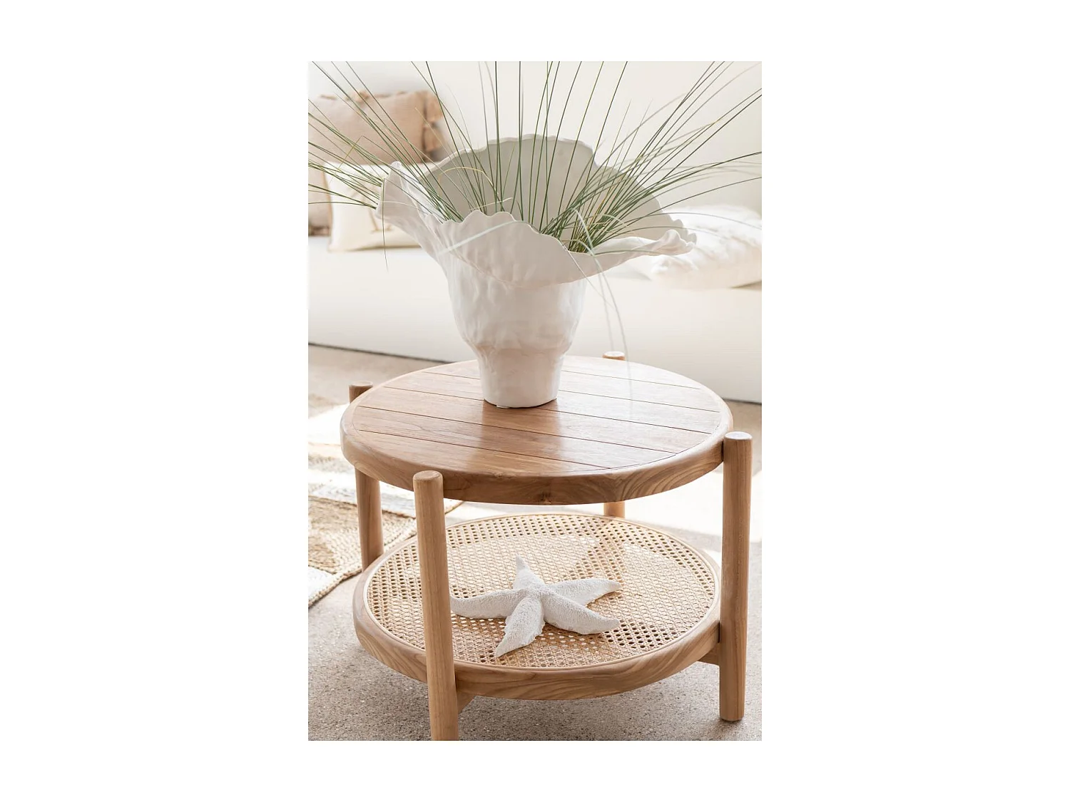 Vase Déco en Céramique "Corolla" 51cm Blanc