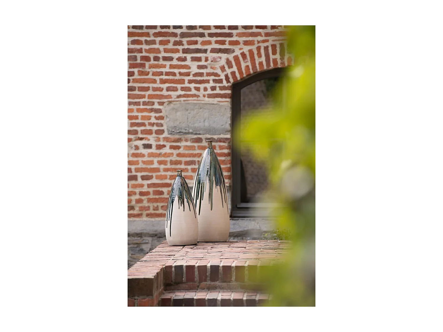 Vase Déco en Céramique "Peinture" 73cm Vert