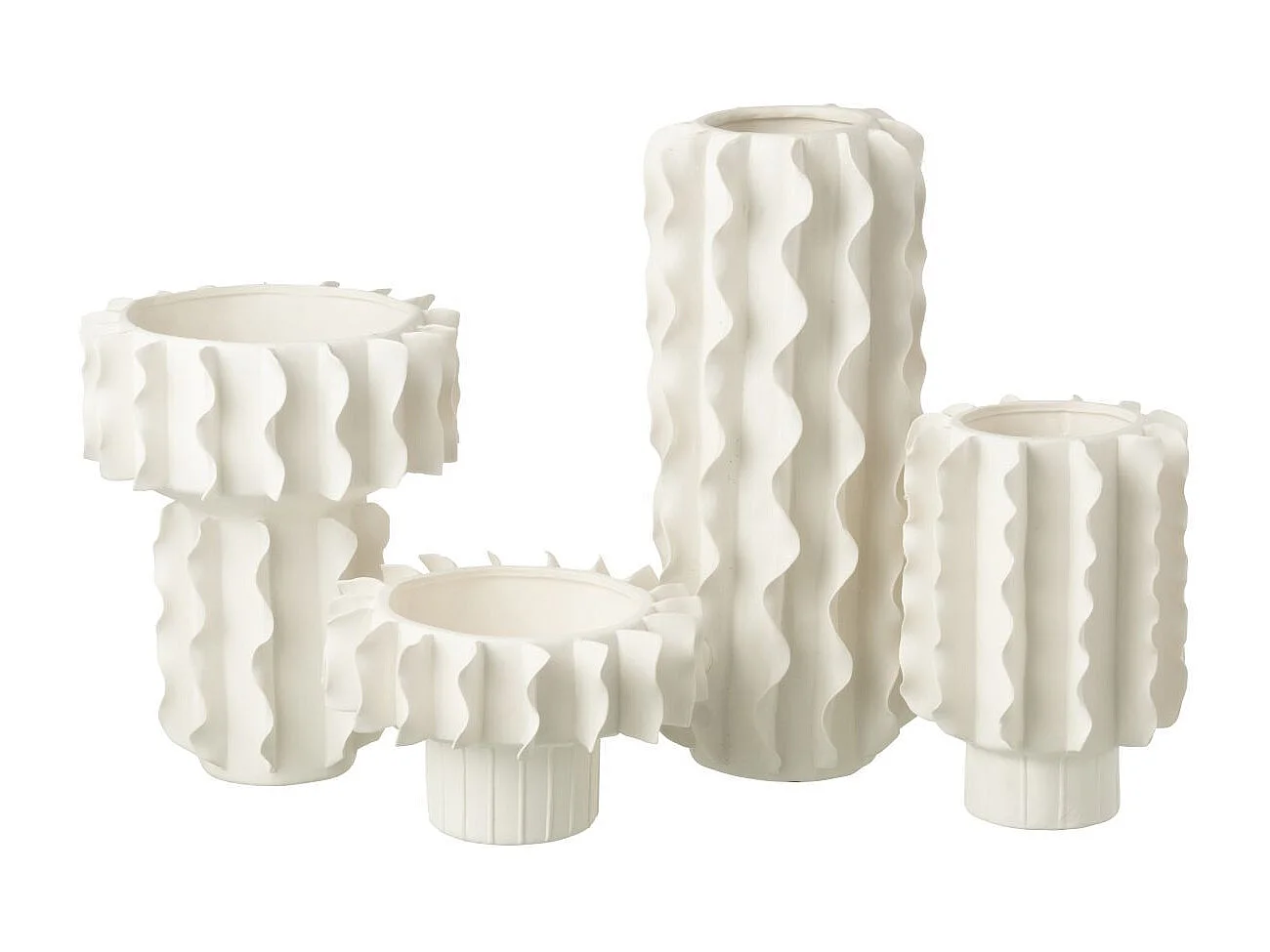 Vase Cylindrique en Céramique "Helix" 44cm Blanc
