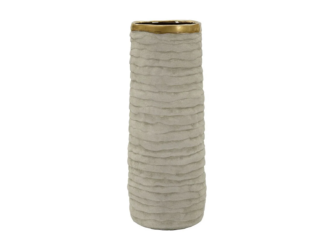 Vase Design en Céramique "Lima" 40cm Gris & Or