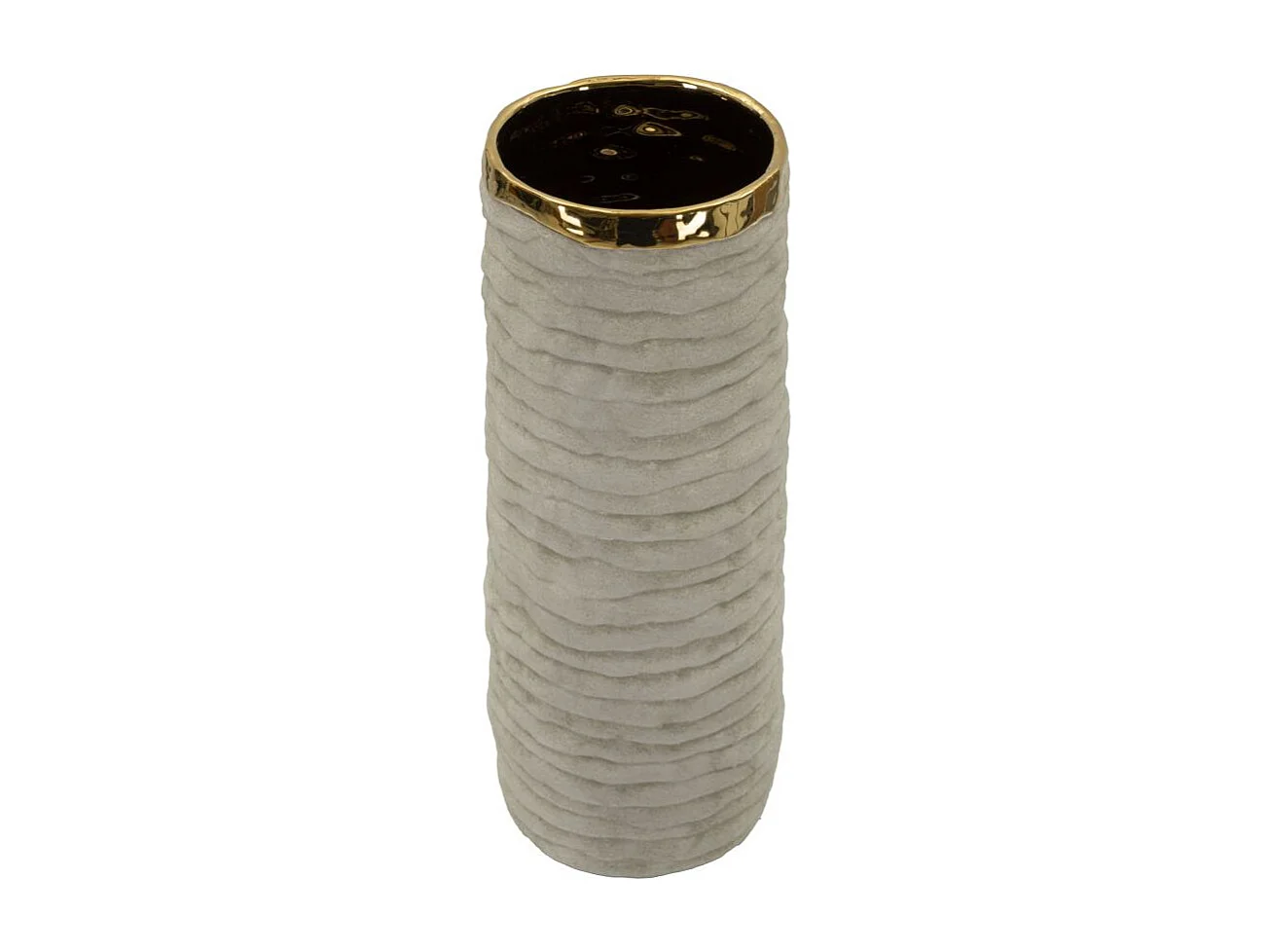 Vase Design en Céramique "Lima" 40cm Gris & Or