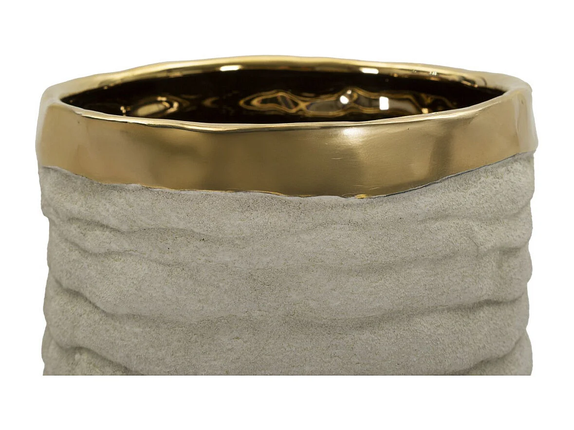Vase Design en Céramique "Lima" 40cm Gris & Or