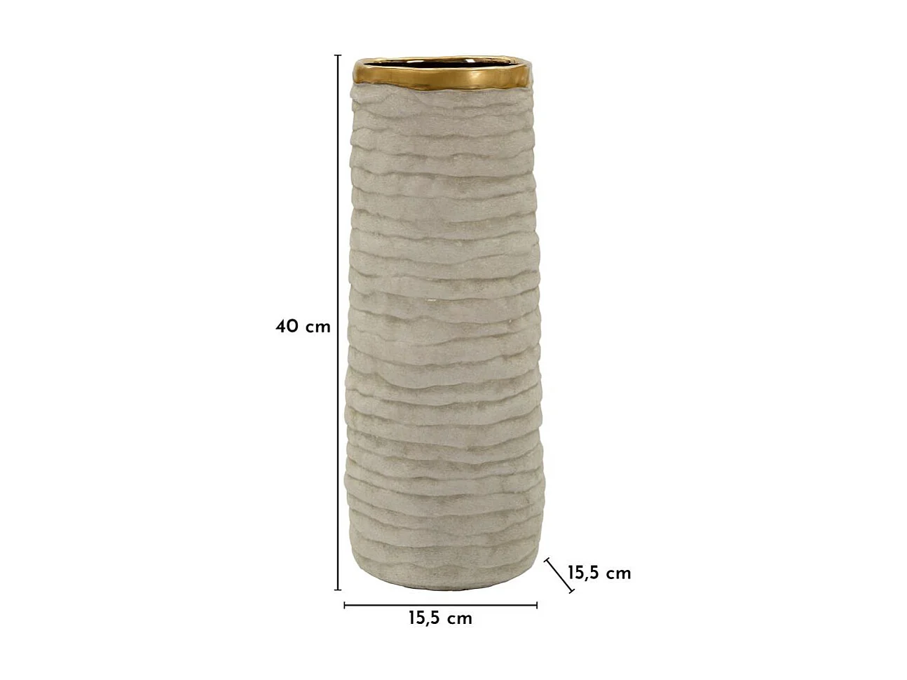 Vase Design en Céramique "Lima" 40cm Gris & Or