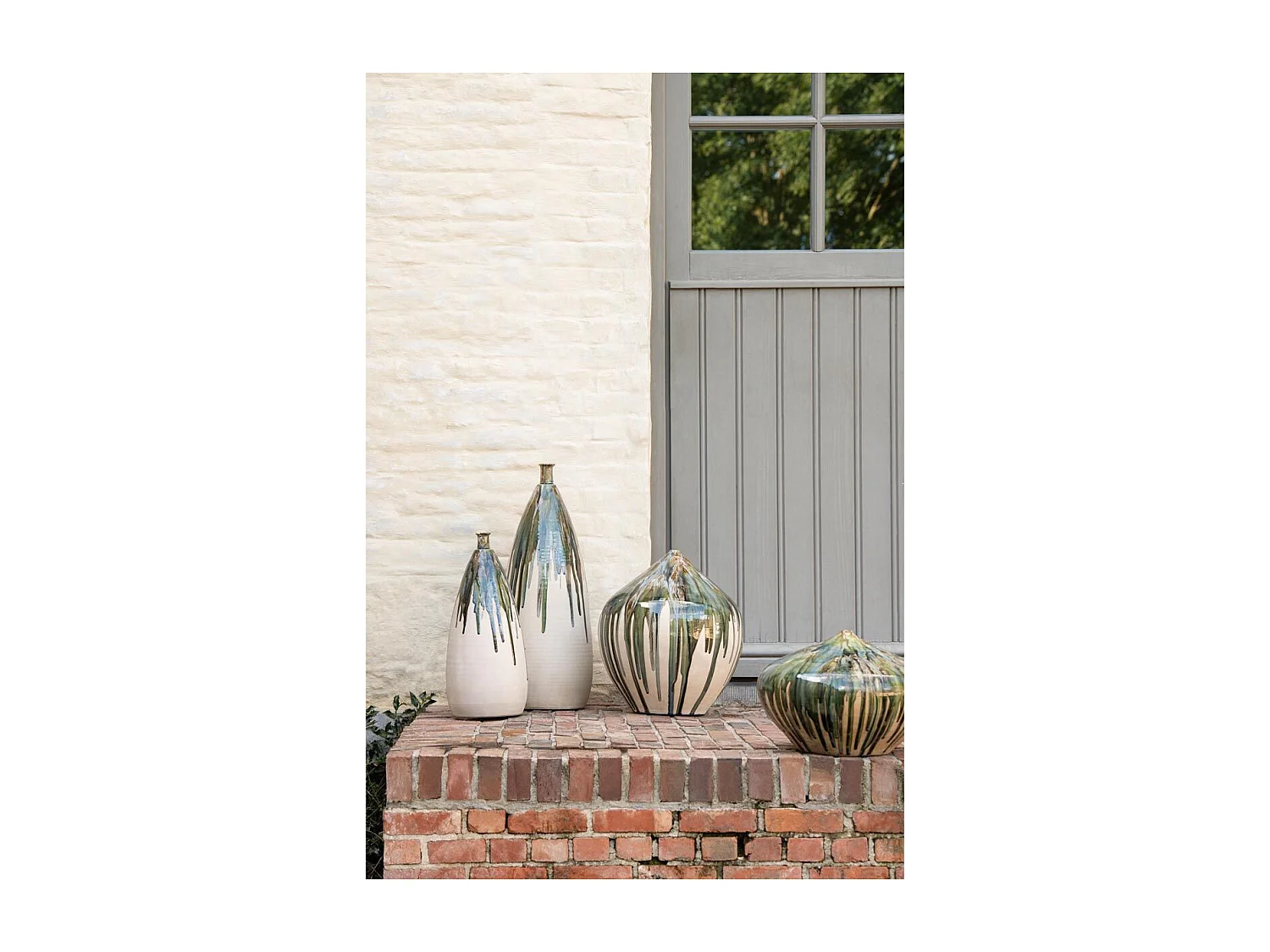 Vase Haut en Céramique "Peinture" 45cm Vert