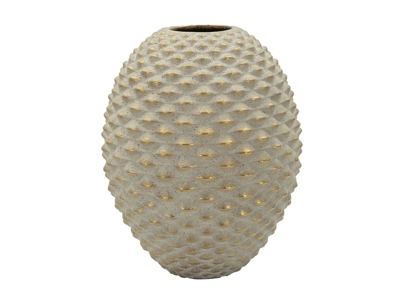 Vase Design en Céramique "Pepipas" 36cm Gris & Or