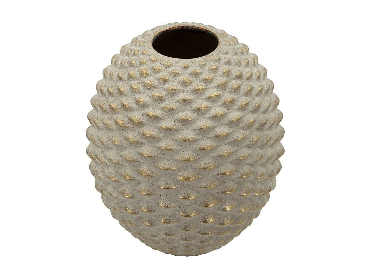 Vase Design en Céramique "Pepipas" 36cm Gris & Or