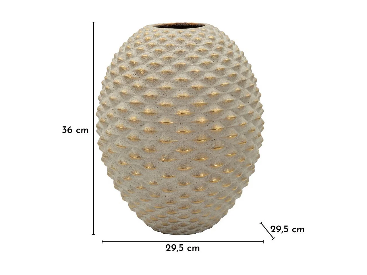 Vase Design en Céramique "Pepipas" 36cm Gris & Or