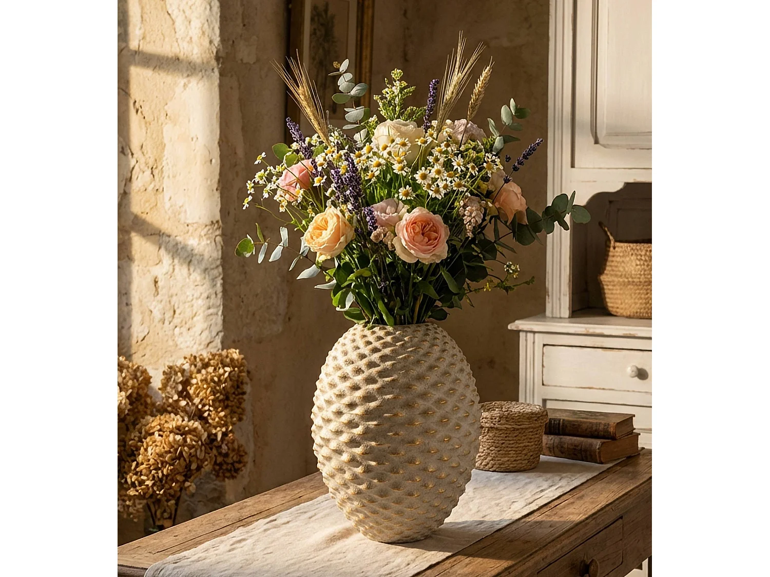 Vaso in ceramica beige cm Ø 29,5x36
