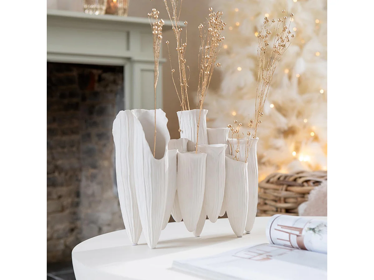 Vase Soliflore en Céramique "Helix" 34cm Blanc