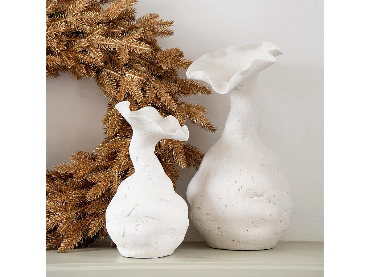 Vase Déco en Céramique "Helix" 24cm Blanc