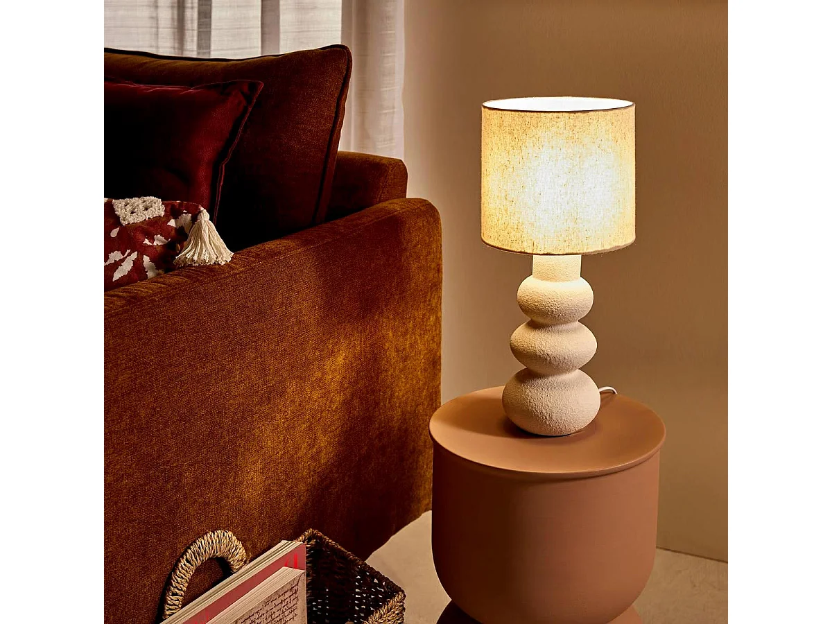 Lampe Design en Céramique "Alitha" 42cm Beige
