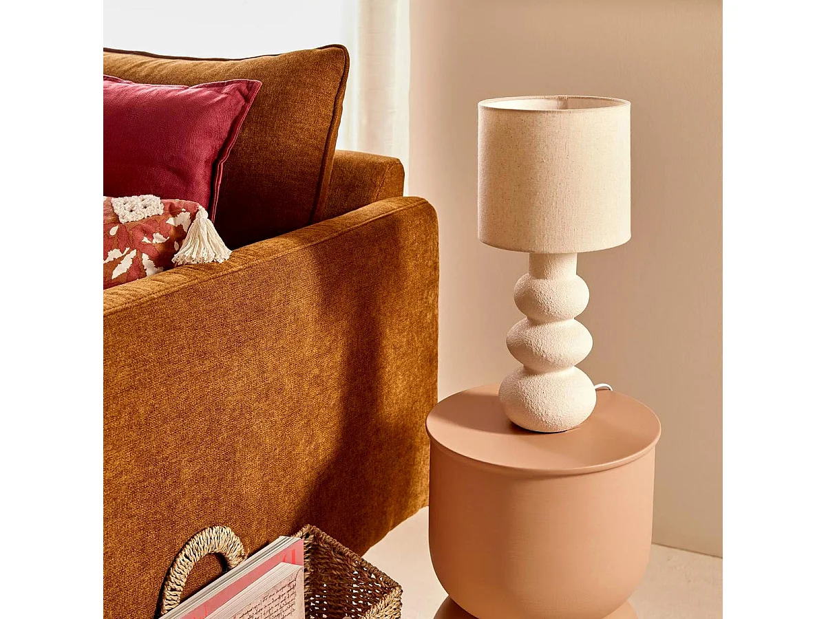 Lampe Design en Céramique "Alitha" 42cm Beige