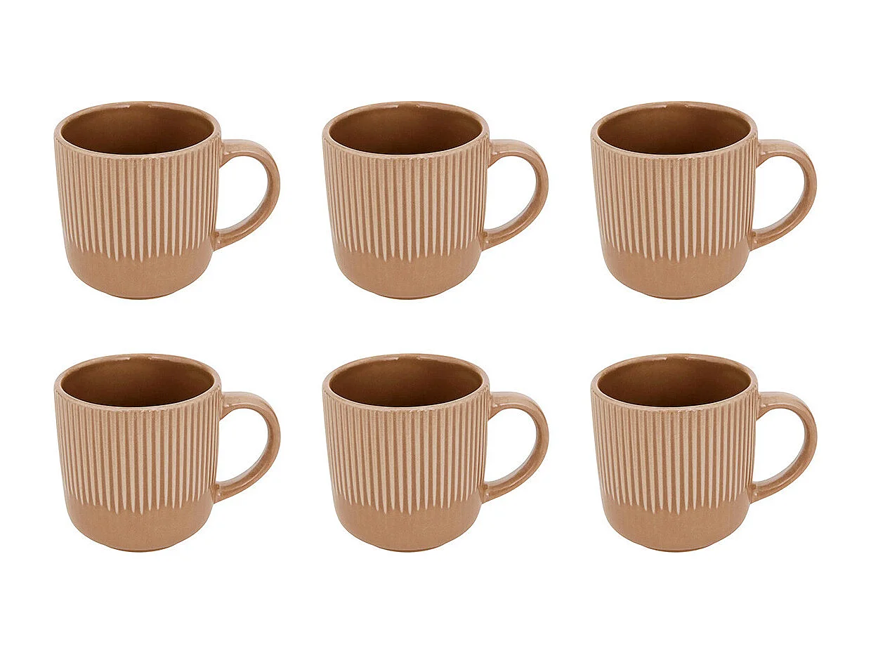 Lot de 6 Mugs en Céramique "Chloe" 36cl Moka