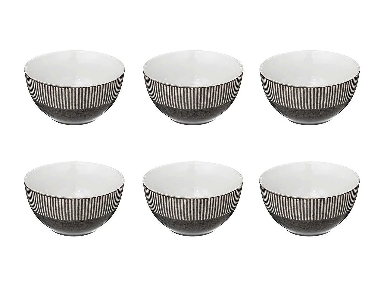 Lot de 6 Bols en Céramique "Maya" 70cl Gris