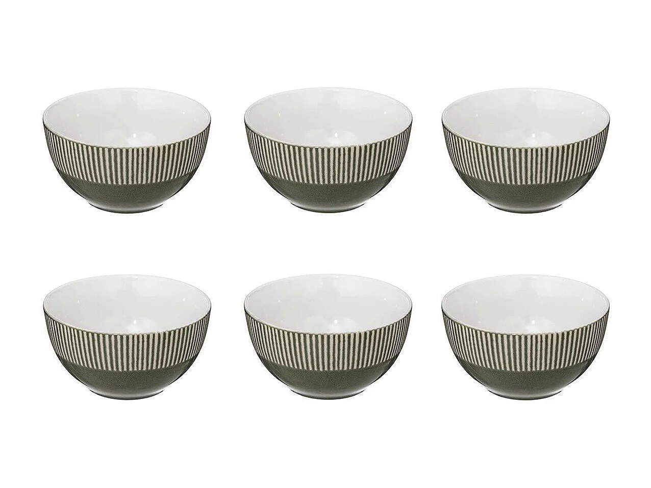 Lot de 6 Bols en Céramique "Maya" 70cl Vert