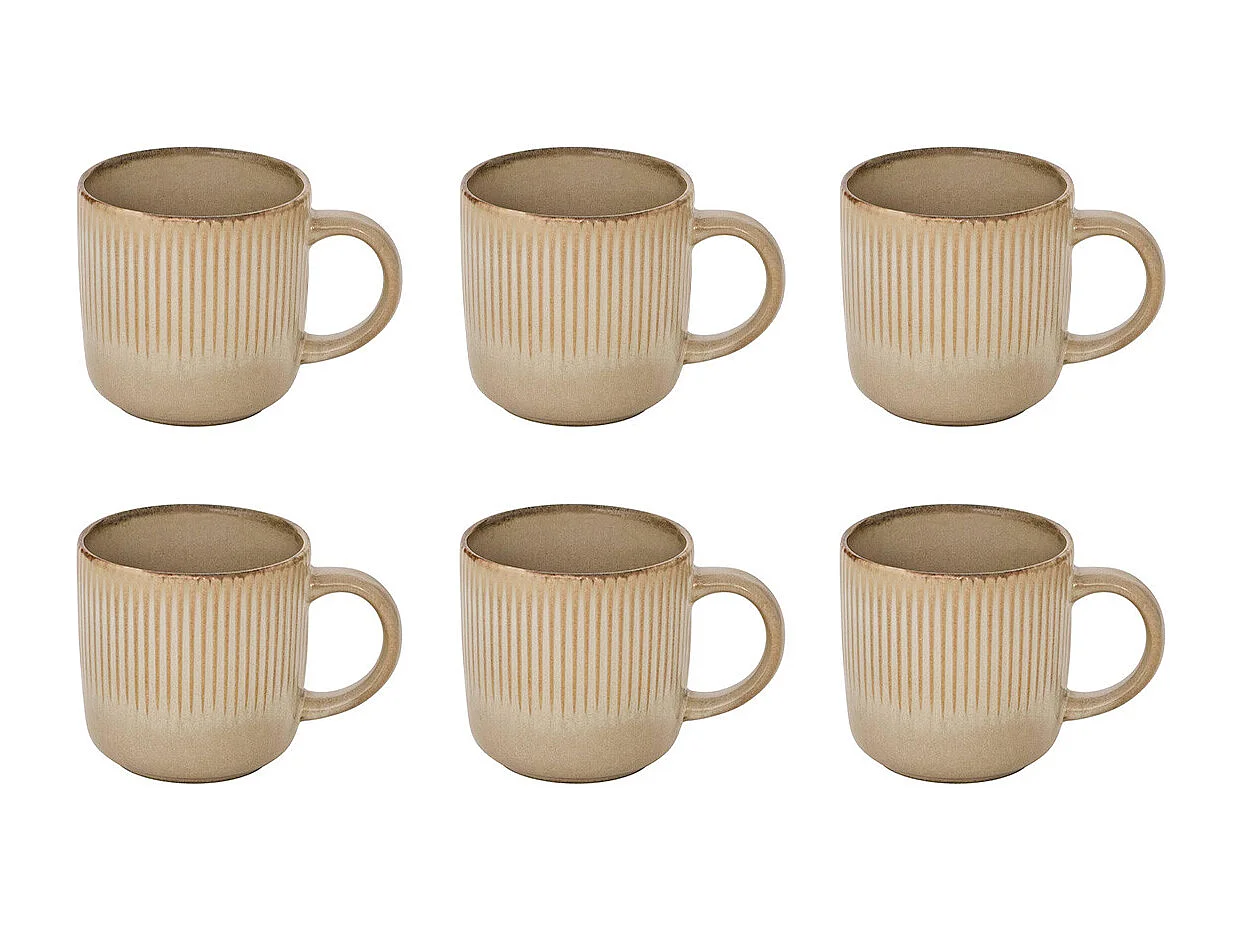 Lot de 6 Mugs en Céramique "Chloe" 36cl Beige